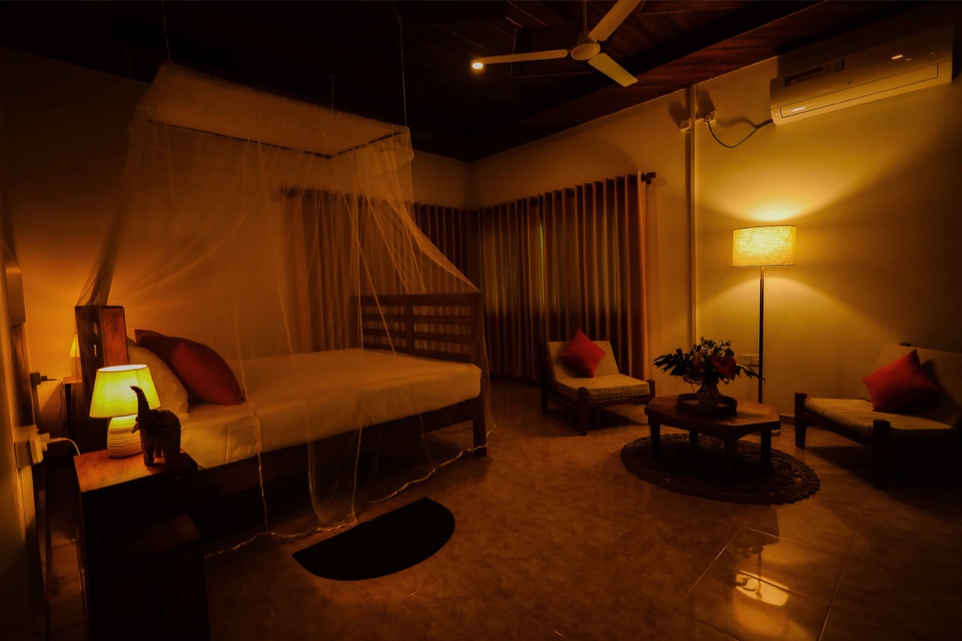 Bedroom by lamplight